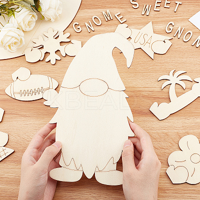 Unfinished Laser Cut Natural Wood Door Hanging Decoration for Front Door Decoration WOOD-GF0001-61-1