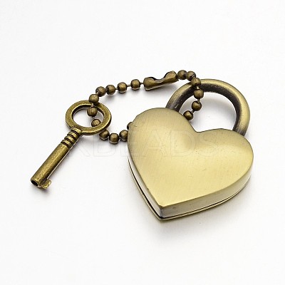 Heart Lock & Key Zinc Alloy Key Clasps X-KEYC-O009-14-1