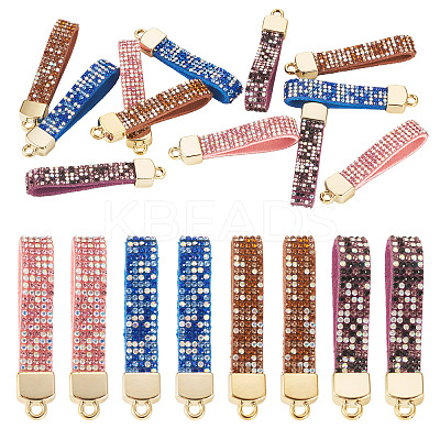 12Pcs 4 Colors Alloy Rhinestone Keychain Findings FIND-BT0001-38A-1
