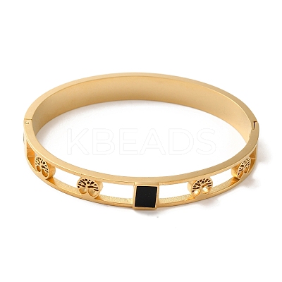 PVD Vacuum Plating 304 Stainless Steel Bangles for Women BJEW-F474-36G-1