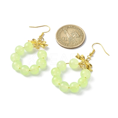 Imitation Jade Glass Beaded Ring Dangle Earrings EJEW-JE05567-04-1