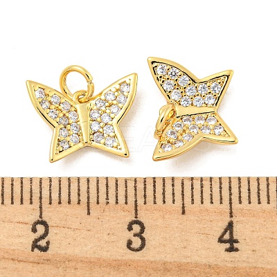 Rack Plating Brass Micro Pave Clear Cubic Zirconia Pendants KK-B093-13C-G-1
