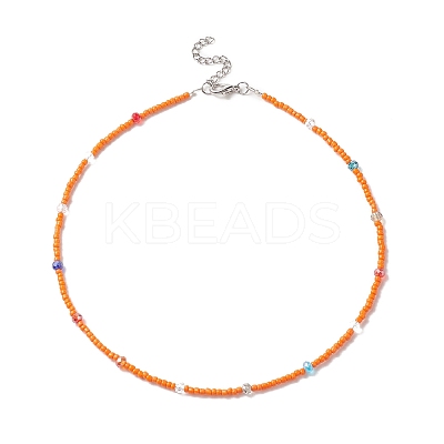 Glass Seed Beaded Necklace for Women NJEW-JN04258-1