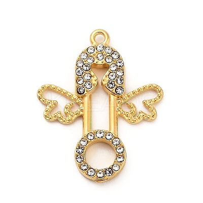 304 Stainless Steel Rhinestone Pendants STAS-P385-03B-G-1