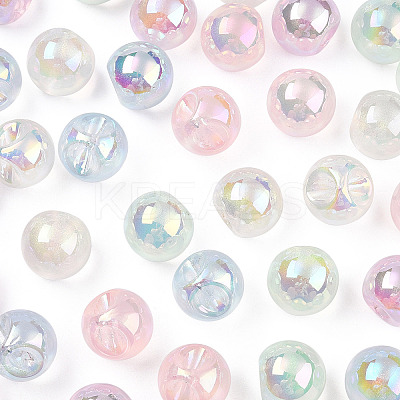 UV Plating Rainbow Iridescent Acrylic Beads OACR-P015-04B-1