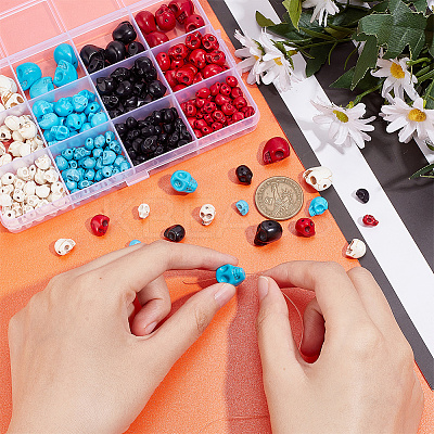 264Pcs 4 Colors Dyed Synthetic Turquoise Beads G-AR0005-48-1