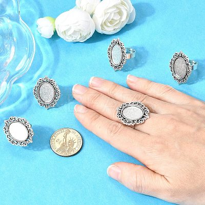 Vintage Adjustable Iron Finger Ring Components Alloy Cabochon Bezel Settings PALLOY-Q300-09AS-NR-1