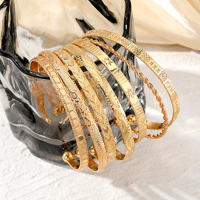 7Pcs 7 Styles Alloy Cuff Bangle Set for Women WG7D095-01-1