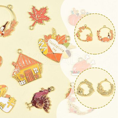10Pcs 10 Styles Thanksgiving Day Theme Alloy Enamel Pendants ENAM-FS0003-78-1