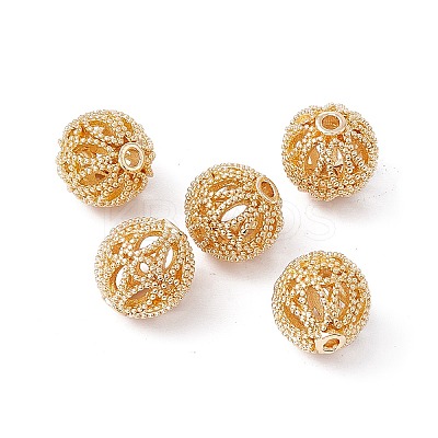Rack Plating Brass Hollow Beads KK-P219-01A-G-1