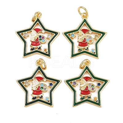 Christmas Themed Brass Micro Pave Cubic Zirconia Pendants ZIRC-L101-05G-1