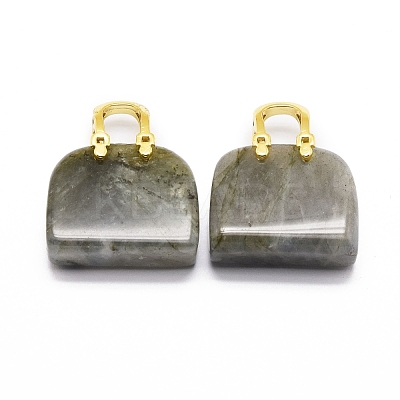 Natural Labradorite Brass Pendants KK-E274-01G-04-1