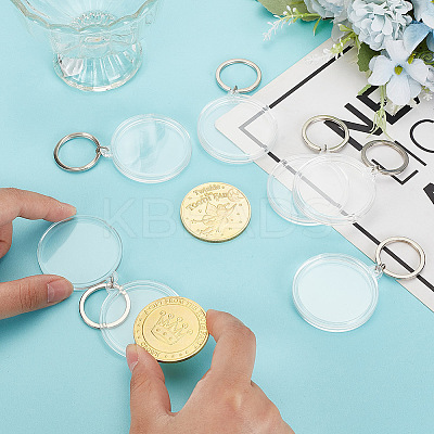 6Pcs Commemorative Coin Plastic Pendant Keychain Sets KEYC-FH0001-50-1