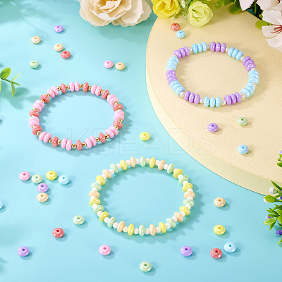 350Pcs 7 Colors UV Plating Opaque Acrylic Beads MACR-TA0002-31-1