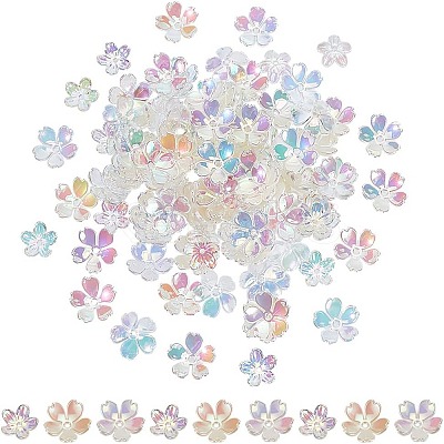 300Pcs 3 Styles Transparent & Opaque Acrylic Flower Bead Caps MACR-AR0001-25-1
