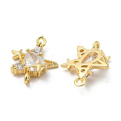 Brass Pave Clear Cubic Zirconia Connector Charms KK-H460-19G-1