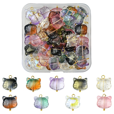 50Pcs Glass Pendants PALLOY-FS00030-1