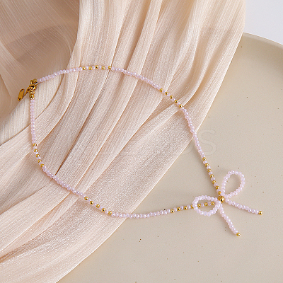 Feaceted Rondelle Glass Beaded Necklaces LK3957-10-1