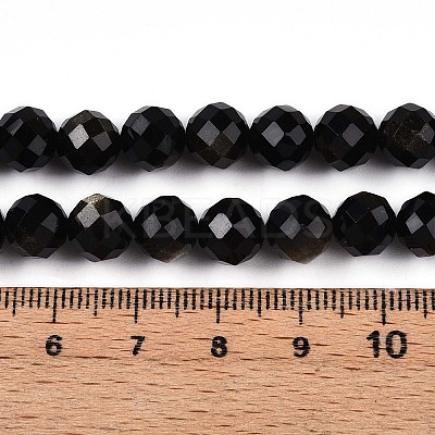 Natural Golden Sheen Obsidian Beads Strands G-S345-8mm-20-1