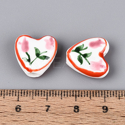 Hand Painted Tulip Flower Porcelain Ceramic Beads PORC-T134-28F-1