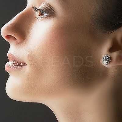 925 Sterling Silver Round Flat Pad Stud Earring Findings STER-GO0001-47-1