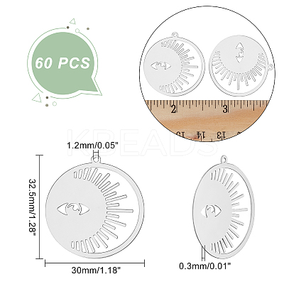201 Stainless Steel Filigree Pendants STAS-DC0010-89-1