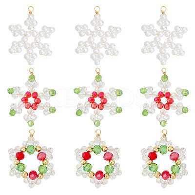 18Pcs 3 Styles Electroplate Glass Beads & Pearlized Glass Pearl Beads Pendants PALLOY-FH00154-1