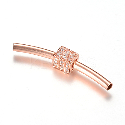 Brass Micro Pave Cubic Zirconia Tube Beads ZIRC-R015-25RG-1