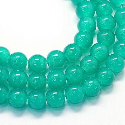 Baking Paint Imitation Jade Glass Round Bead Strands DGLA-Q021-8mm-07-1