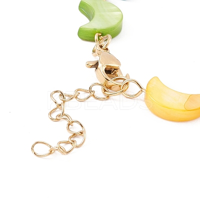 Natural Shell Crescent Moon Link Chain Bracelet BJEW-C015-12G-1