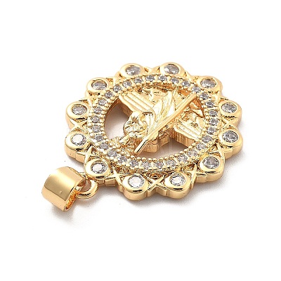 Rack Plating Brass with Cubic Zirconia Pendants KK-Q017-06A-G-1