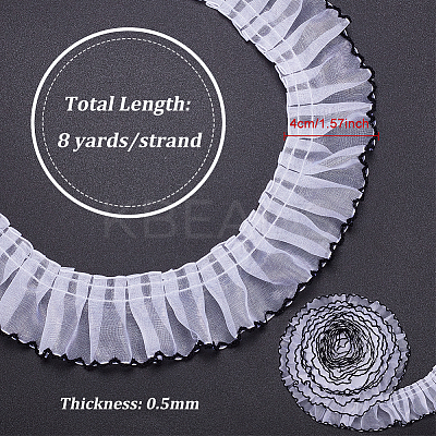 8 Yards Polyester Pleated Lace Trim OCOR-WH0080-87A-1