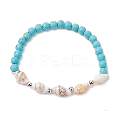 Synthetic Magnesite Beaded Stretch Bracelets for Women Men BJEW-TA00581-02-1