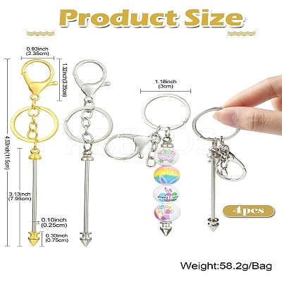 4Pcs 2 Colors Alloy Bar Beadable Keychain for Jewelry Making DIY Crafts KEYC-CJ0001-08-1