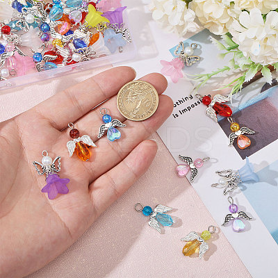 60Pcs 12 Style Glass Pendant PALLOY-CA00001-1