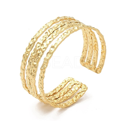 Ion Plating(IP) 304 Stainless Steel Multi Line Cuff Bangles for Women BJEW-L682-004G-1