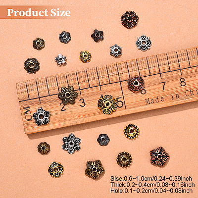 200Pcs 20 Styles Tibetan Style Alloy Flower Bead Caps TIBE-YW0001-87-1