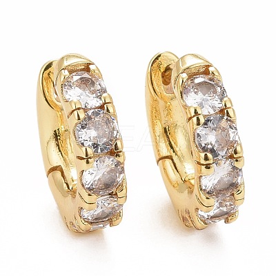 Clear Cubic Zirconia Hoop Earrings EJEW-I265-03G-1