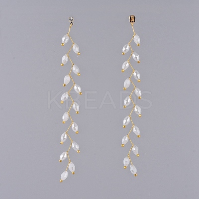 Electroplate Glass Beads Dangle Stud Earrings EJEW-JE03820-1