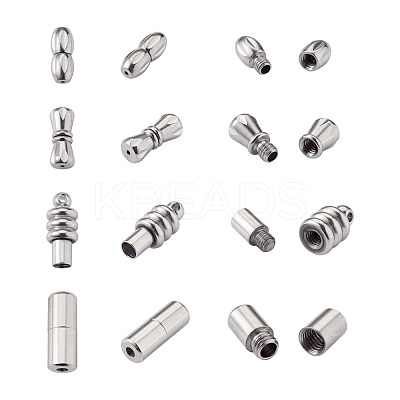 16Sets 4 Style 304 Stainless Steel Screw Clasps STAS-FW0001-08P-1