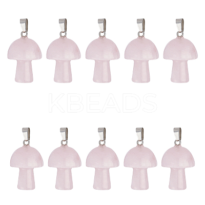 10Pcs Natural Rose Quartz Pendants G-UN0001-18A-1