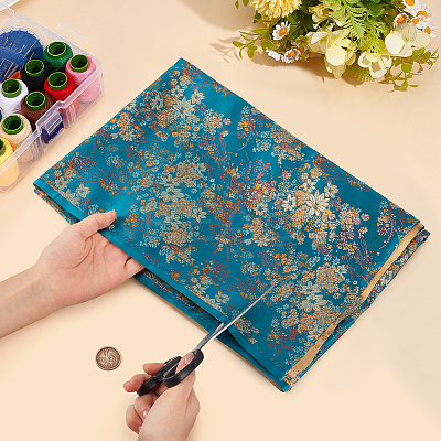 Chinese-style Flower Pattern Polyester Fabric for Clothing & Home Decor DIY-WH0622-735B-1