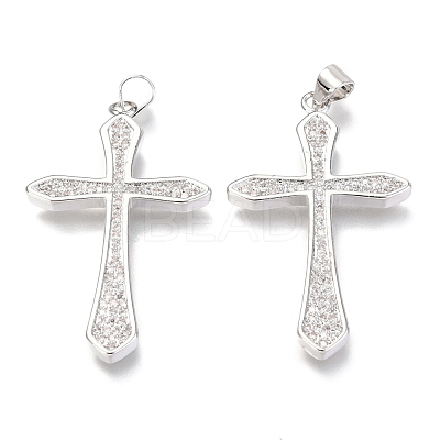 Brass Micro Pave Clear Cubic Zirconia Pendants ZIRC-O038-08P-1