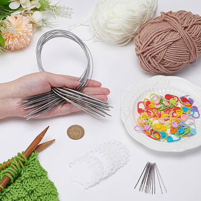 12 Styles Stainless Steel Wire Knitting Needles DIY-AR0004-93B-1