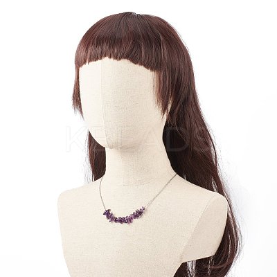 Natural Amethyst Chips Beaded Jewelry Set SJEW-JS01231-03-1