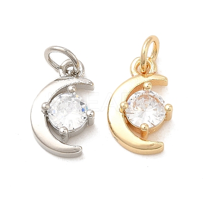 Rack Plating Brass Micro Pave Clear Cubic Zirconia Pendants KK-E081-11P-1