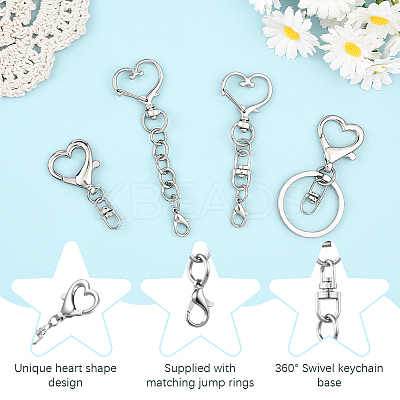 20Pcs 4 Styles Zinc Alloy Keychain Clasps FIND-SP0004-22-1