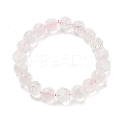 Natural Rose Quarts Round Beads Stretch Bracelets for Women BJEW-Q056-01B-1