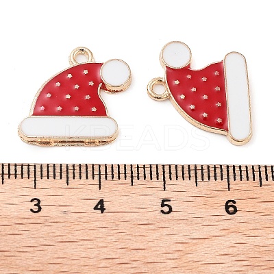 Christmas Theme Barrel Plating Alloy Enamel Pendants PALLOY-S192-01KCG-03-1