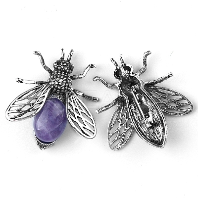 Natural Amethyst Bees Brooches PW-WGE0A74-06-1